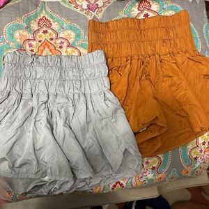 FreePeople Movemet: Gray and Orange Ruched Shorts Set